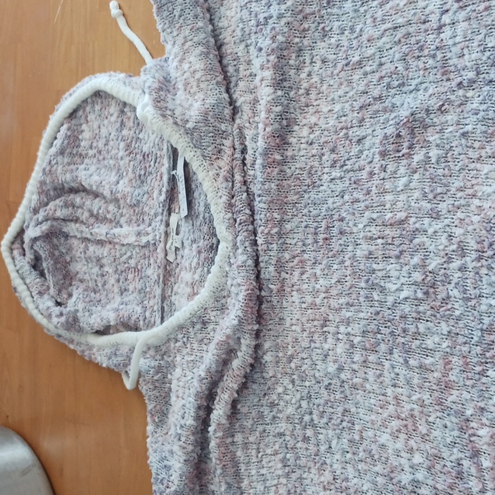 Cozy Hooded Knit Sweater in Light Heathered Pink